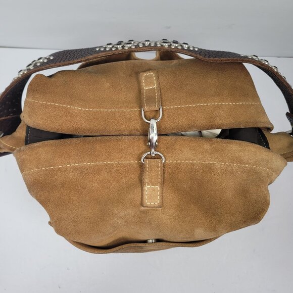 Tylie Malibu Women's Tan Suede Leather Hobo Shoulder Bag - Picture 6 of 11